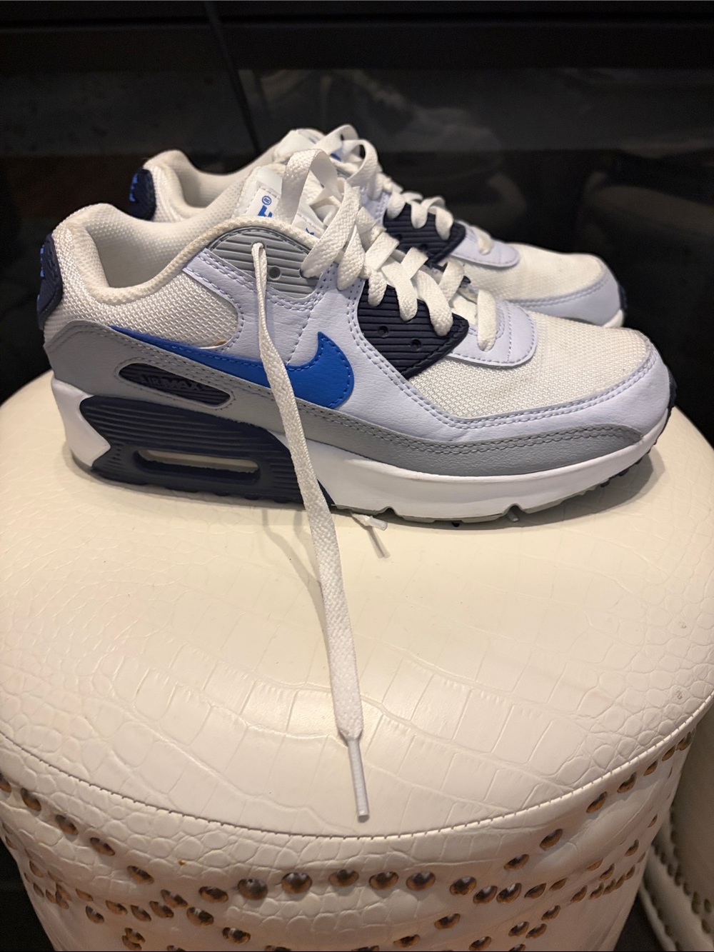 Nike Kids White, Blue & Gray Low-Top Sneakers